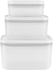 Zwilling Fresh&Save Vakumlu Saklama Kabı Seti S/M/L 3 Parça Plastik Yarı Şeffaf Gri