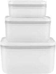 Zwilling Fresh&Save Vakumlu Saklama Kabı Seti S/M/L 3 Parça Plastik Yarı Şeffaf Gri