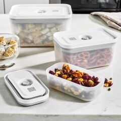 Zwilling Fresh&Save Vakumlu Saklama Kabı Seti S/M/L 3 Parça Plastik Yarı Şeffaf Gri