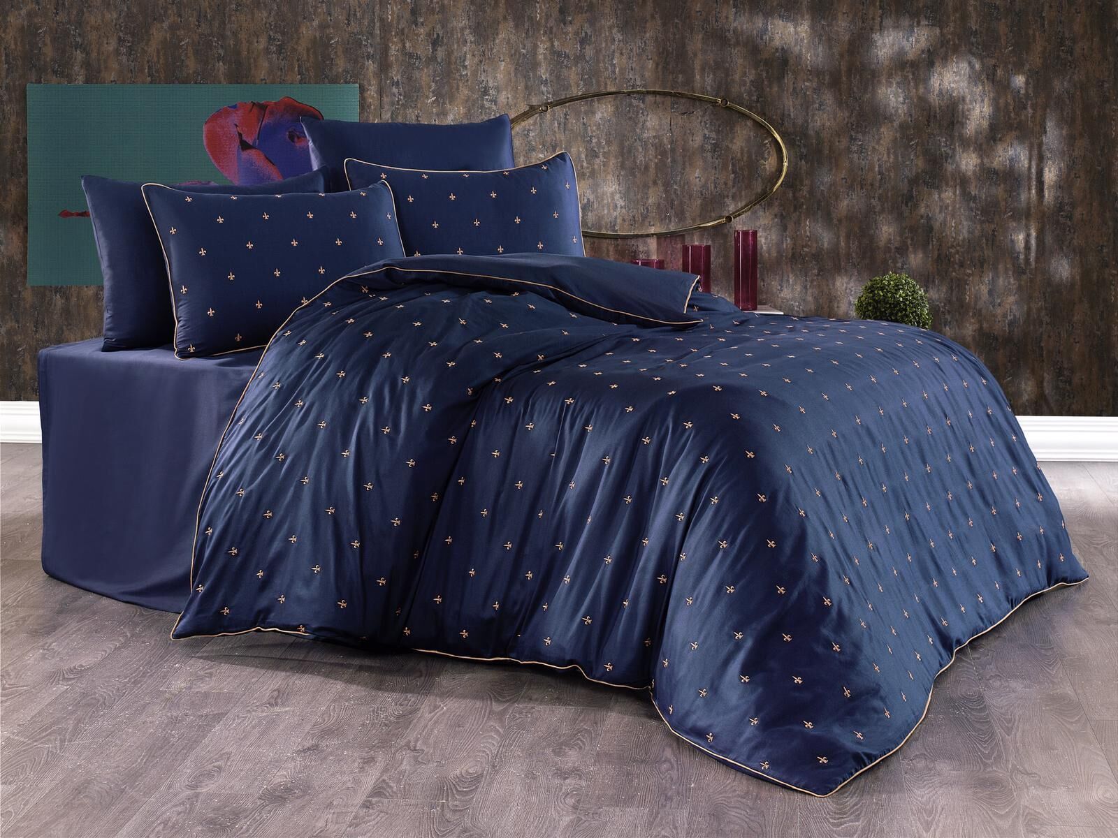 Nazik Home Hermes Nevresim Takımı Lacivert