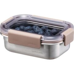 LocknLock Paslanmaz Çelik Fırın - Saklama Kabı Dörtgen Kilitli 310 ml - Kahverengi