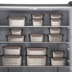 LocknLock Paslanmaz Çelik Fırın -  Saklama Kabı Dörtgen Kilitli 520 ml - Kahverengi