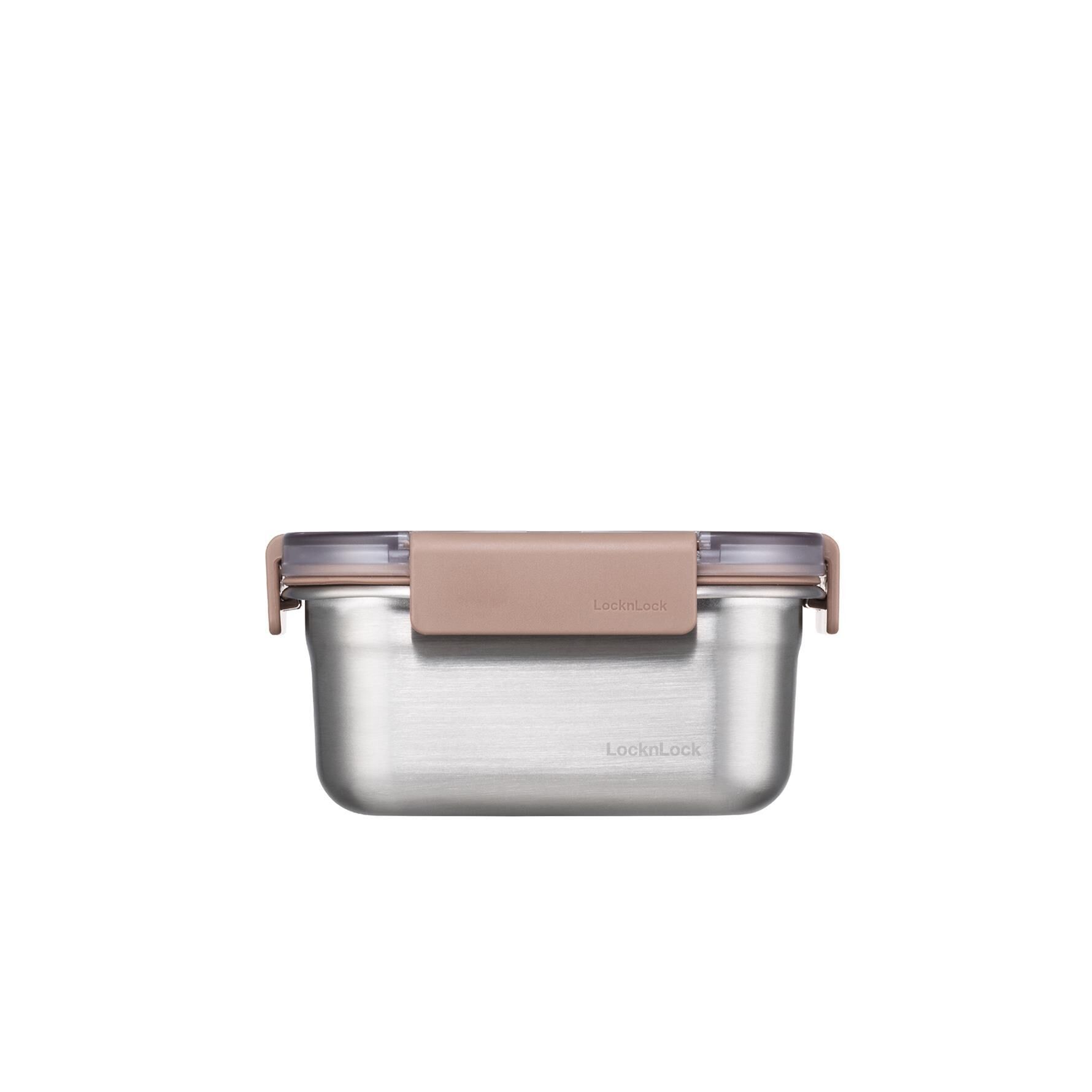 LocknLock Paslanmaz Çelik Fırın - Saklama Kabı Kare Kilitli 700 ml - Kahverengi