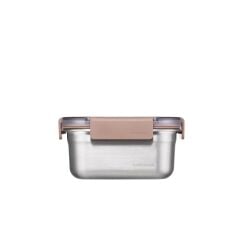 LocknLock Paslanmaz Çelik Fırın - Saklama Kabı Kare Kilitli 700 ml - Kahverengi