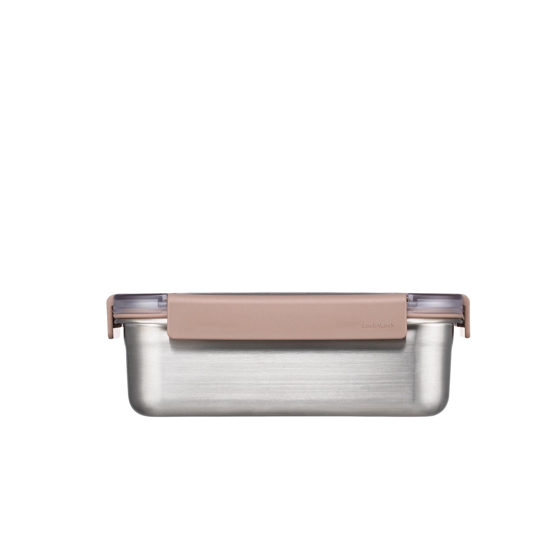 LocknLock Paslanmaz Çelik Fırın - Saklama Kabı Dörtgen Kilitli 1 Lt - Kahverengi