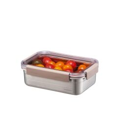 LocknLock Paslanmaz Çelik Fırın - Saklama Kabı Dörtgen Kilitli 1 Lt - Kahverengi