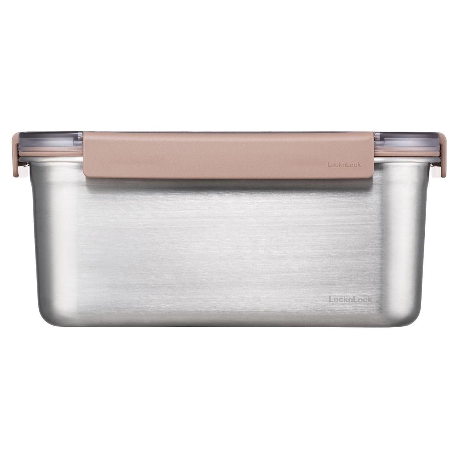 LocknLock Paslanmaz Çelik Fırın - Saklama Kabı Dörtgen Kilitli 2.8 Lt - Kahverengi