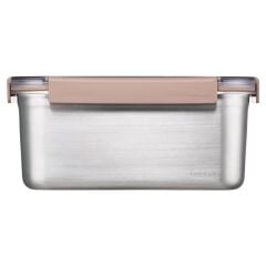 LocknLock Paslanmaz Çelik Fırın - Saklama Kabı Dörtgen Kilitli 2.8 Lt - Kahverengi