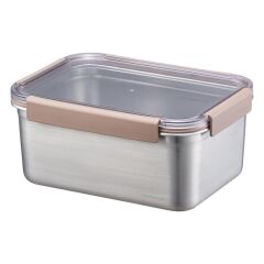 LocknLock Paslanmaz Çelik Fırın - Saklama Kabı Dörtgen Kilitli 2.8 Lt - Kahverengi