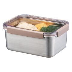 LocknLock Paslanmaz Çelik Fırın - Saklama Kabı Dörtgen Kilitli 2.8 Lt - Kahverengi