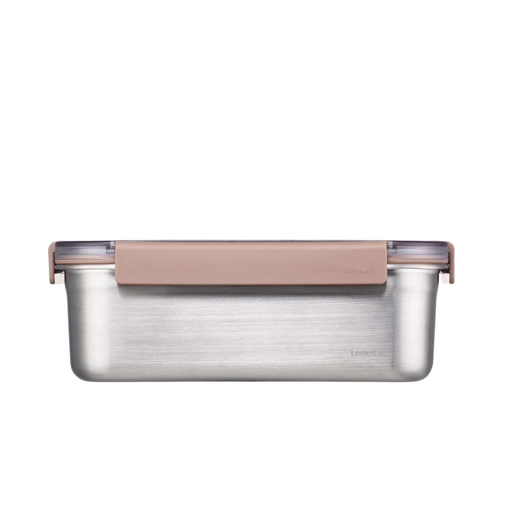 LocknLock Paslanmaz Çelik Fırın - Saklama Kabı Dörtgen Kilitli 2 Lt - Kahverengi