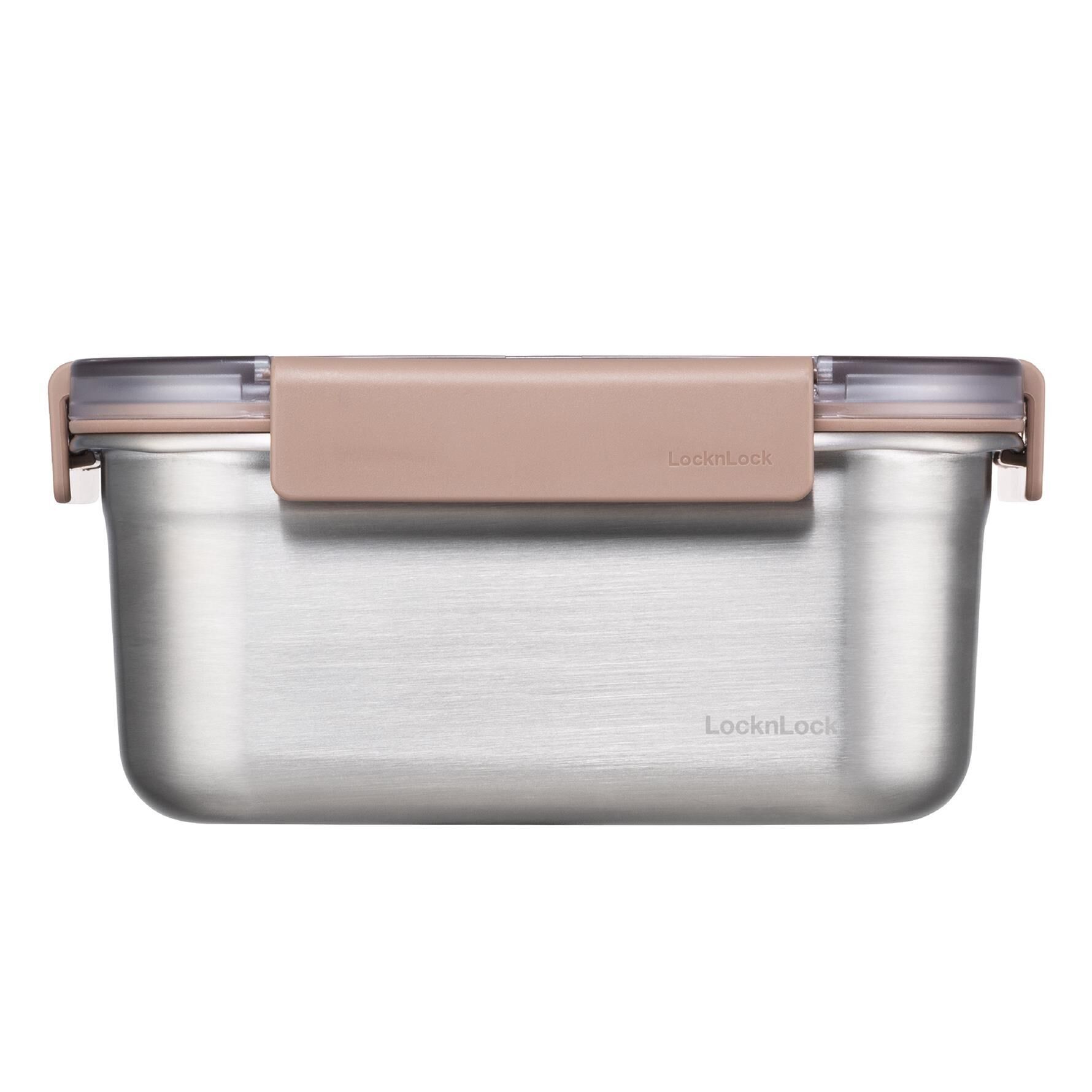 LocknLock Paslanmaz Çelik Fırın - Saklama Kabı Dörtgen Kilitli 1.5 Lt - Kahverengi