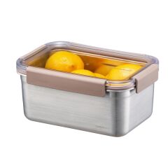 LocknLock Paslanmaz Çelik Fırın - Saklama Kabı Dörtgen Kilitli 1.5 Lt - Kahverengi