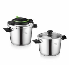 Leggno Procook Premium Düdüklü Tencere Seti 6+4Lt + Cam Kapak