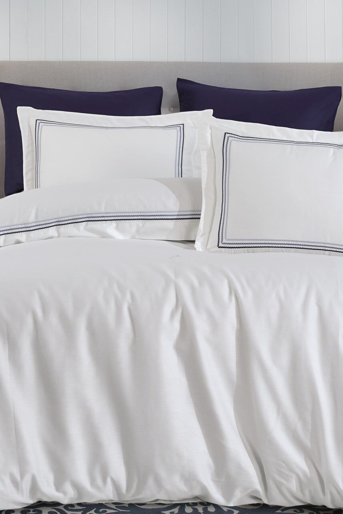 NAZİK HOME TREND LACİVERT NEVRESİM TAKIMI ÇK