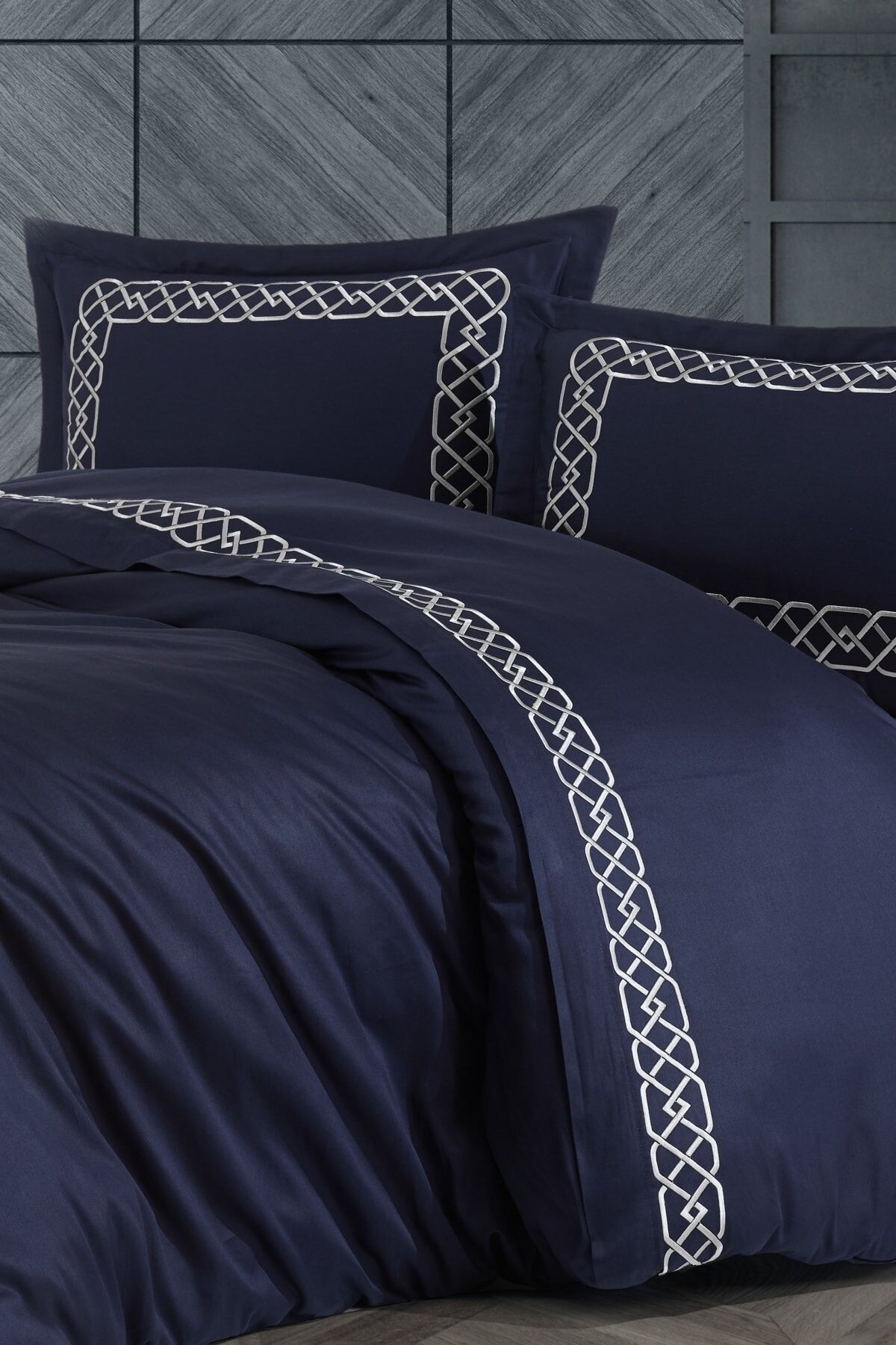 NAZİK HOME VİENZA LACİVERT NEVRESİM TAKIMI ÇK