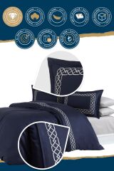 NAZİK HOME VİENZA LACİVERT NEVRESİM TAKIMI ÇK