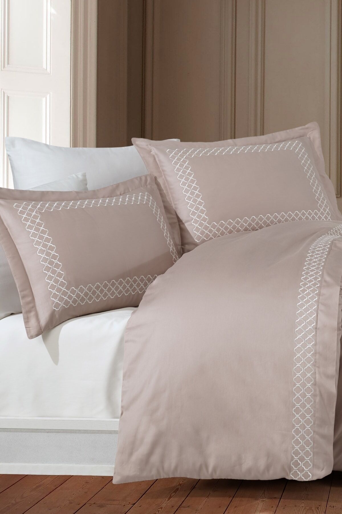 NAZİK HOME DOLCE VİZON-KREM NEVRESİM TAKIMI ÇK