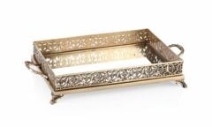 DECORİUM PIRINC DIKDORTGEN ALTIN ESKİTME TEPSİ