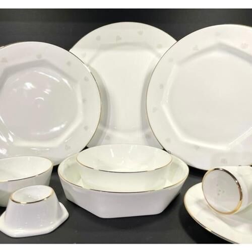 Koleksiyon Mislina Lotus Yemek Takımı Gri Çiçekli Altın 122 Parça