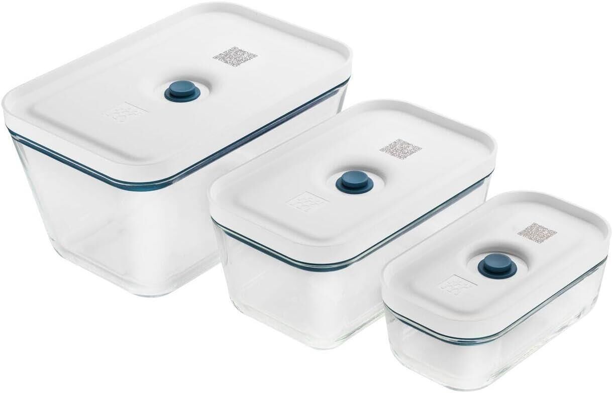 Zwilling Fresh Save Vakumlu Saklama Kabı Seti Cam  S-M-L 3 Parça Akdeniz Mavisi