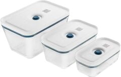 Zwilling Fresh Save Vakumlu Saklama Kabı Seti Cam  S-M-L 3 Parça Akdeniz Mavisi
