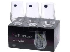 Bohemia Kristal Tulipa Jumbo Optikli 6’lı Meşrubat Bardak Takımı 450 ML