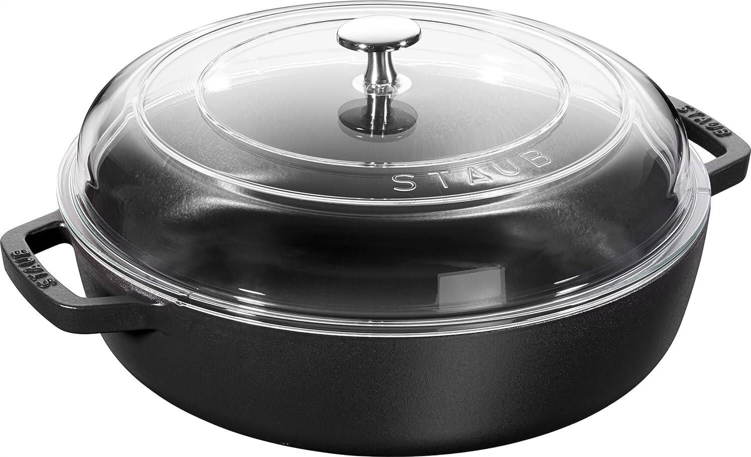 Staub Cam Kapaklı Döküm Sote Tenceresi Siyah 26 cm