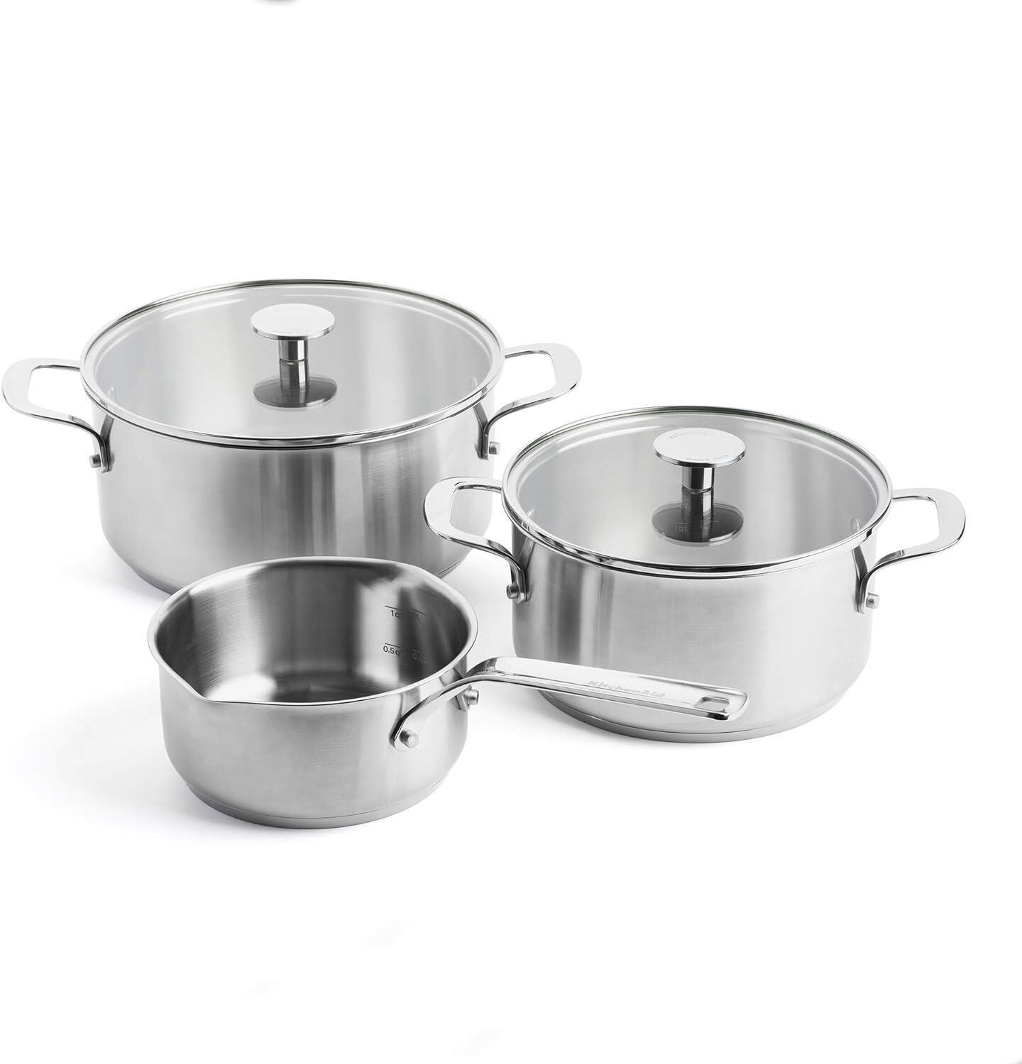 KitchenAid Çelik 20 - 24 cm Tencere & 16 cm Sosluk Seti