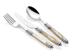 Rivadossi Arianna Crome Kemik Gümüş Çift Tokalı Çatal Bıçak Seti 75 Parça