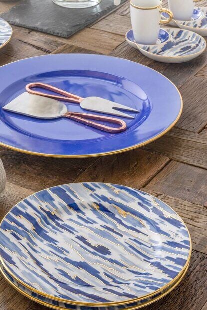 GÜRAL PORSELEN 6 PARÇA PASTA SETİ EL DEKORU