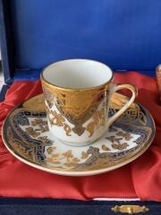 GÜRAL PORSELEN EL DEKORU 2 KİŞİLİK ALTIN YALDIZLI TÜRK KAHVE FİNCAN TAKIMI